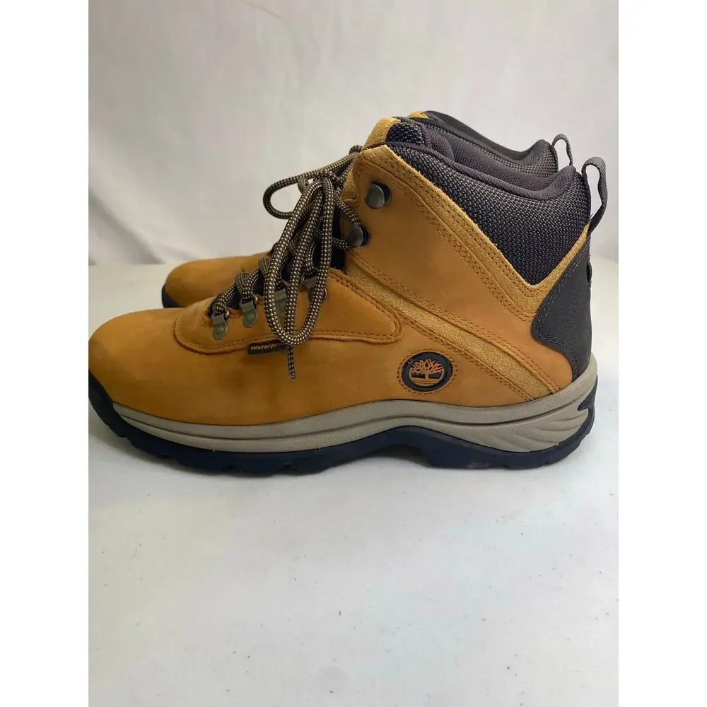 Timberland White Ledge Work Boots Men’s Waterproof‎ Mid Hiker Wheat Nubuck 10